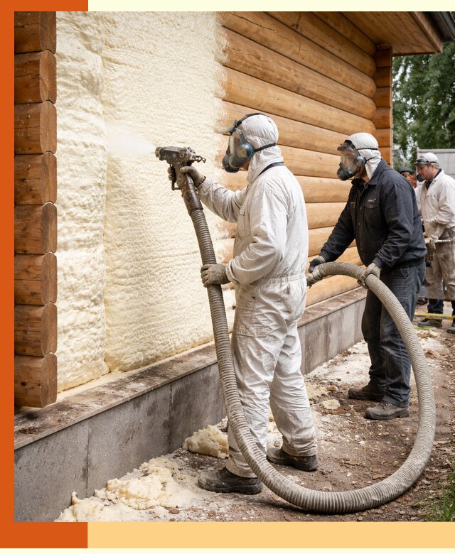 Утепление дома из бруса пенополиуретаном в Арзамасе