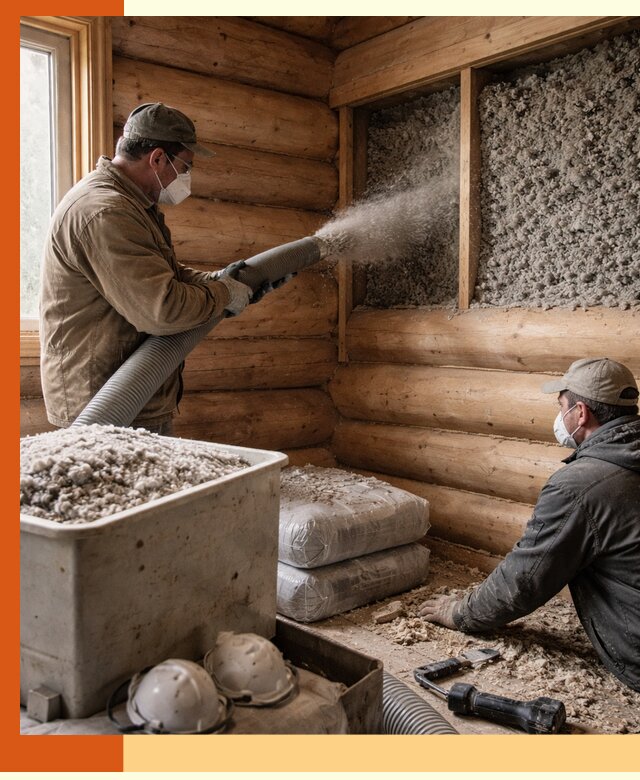 Утепление дома из бруса эковатой в Арзамасе