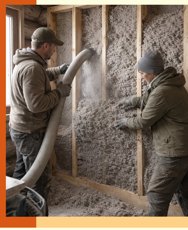 Утепление бревенчатого дома эковатой в Арзамасе