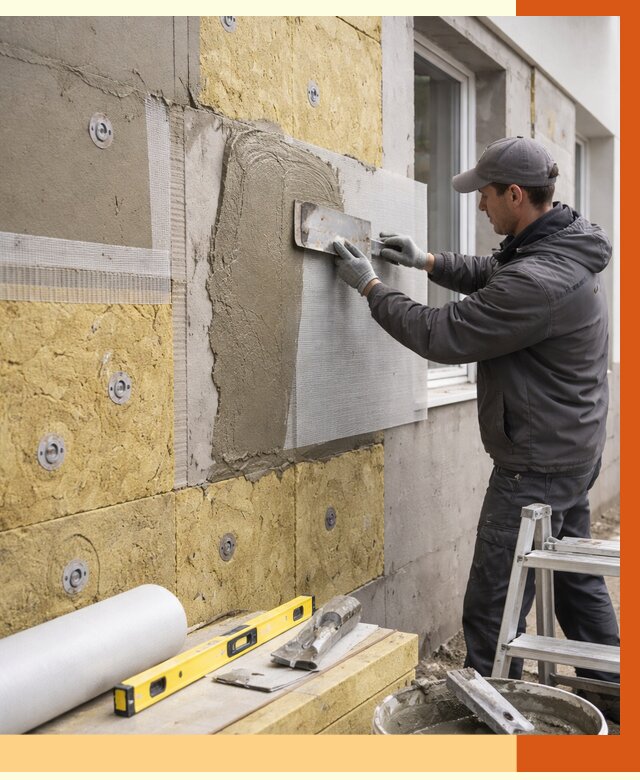 Утепление фасада под штукатурку в Арзамасе от 4562 руб/м2 — монтаж пенопластом и минватой | ТепломастерРзм