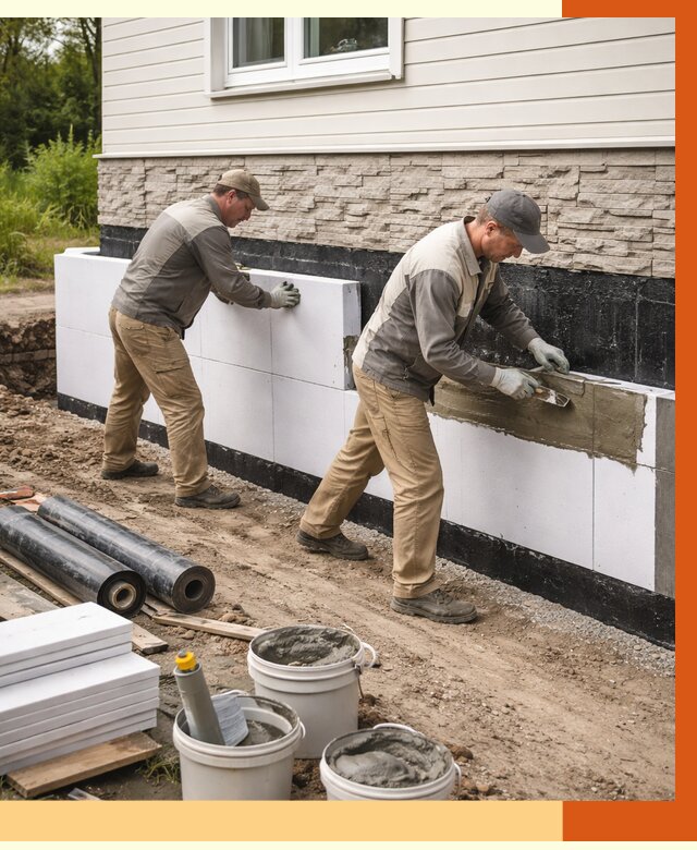 Утепление фундамента снаружи в Арзамасе от 4562 руб. за м² | ТепломастерРзм