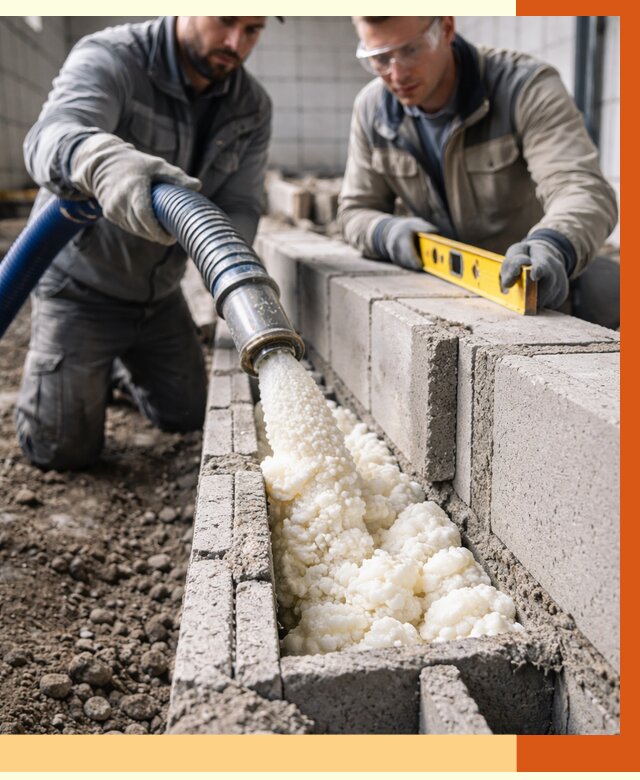 Заполнение колодцевой кладки ППУ в Арзамасе от 4562 руб. за м2 | ТепломастерРзм