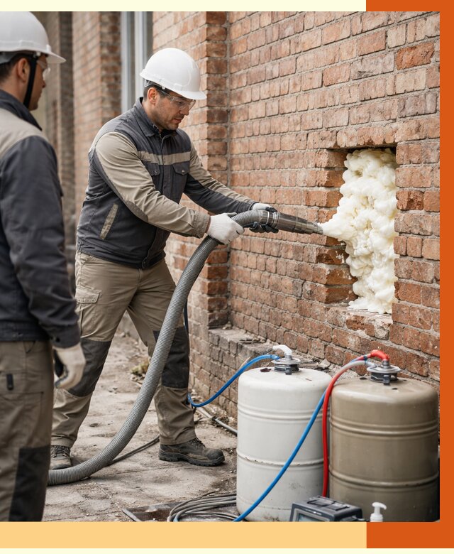 Заливка ППУ в пустоты кирпичной стены в Арзамасе от 2987 руб. | ТепломастерРзм