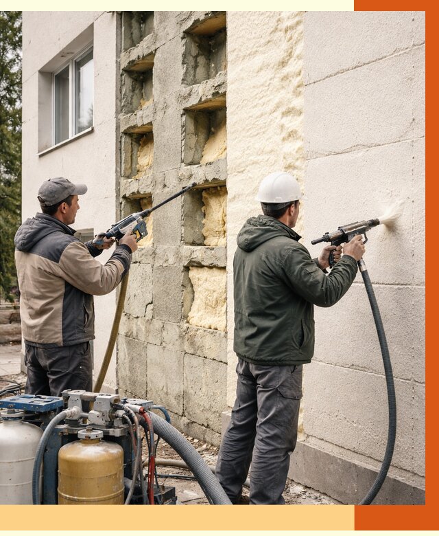 Заполнение пустот фасада в Арзамасе от 4887 руб. — утепление пустот облицовки | ТепломастерРзм