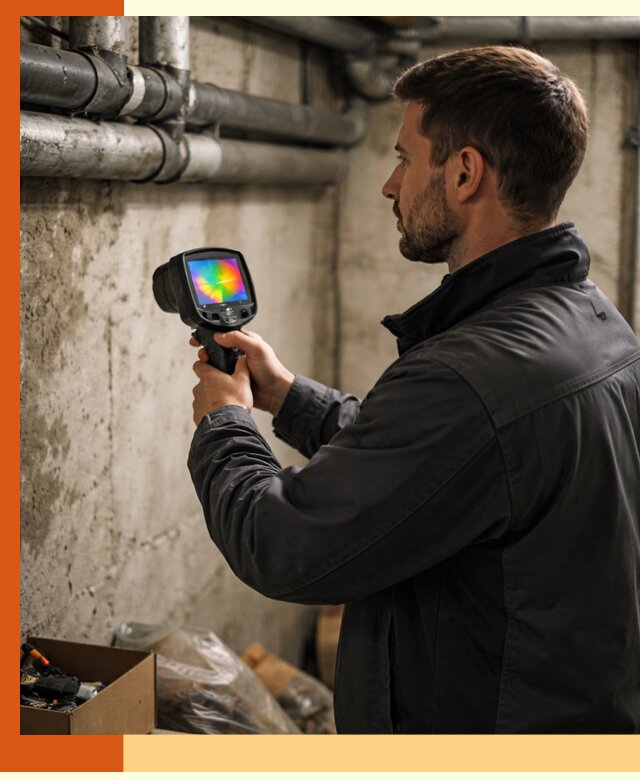Тепловизионное обследование подвала в Арзамасе для поиска утечек тепла