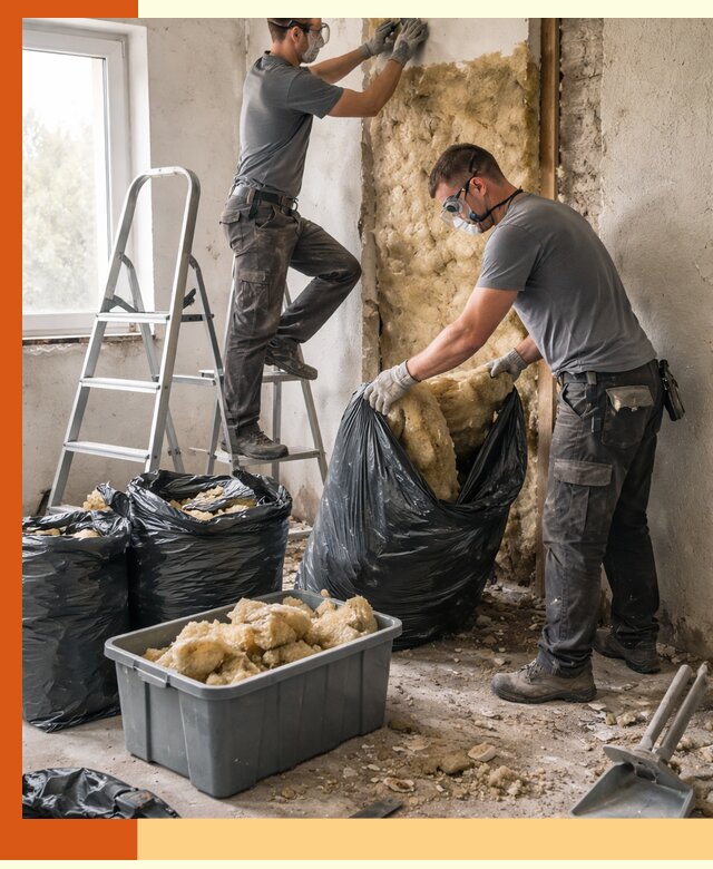 Демонтаж старого утеплителя и вывоз отходов в Арзамасе